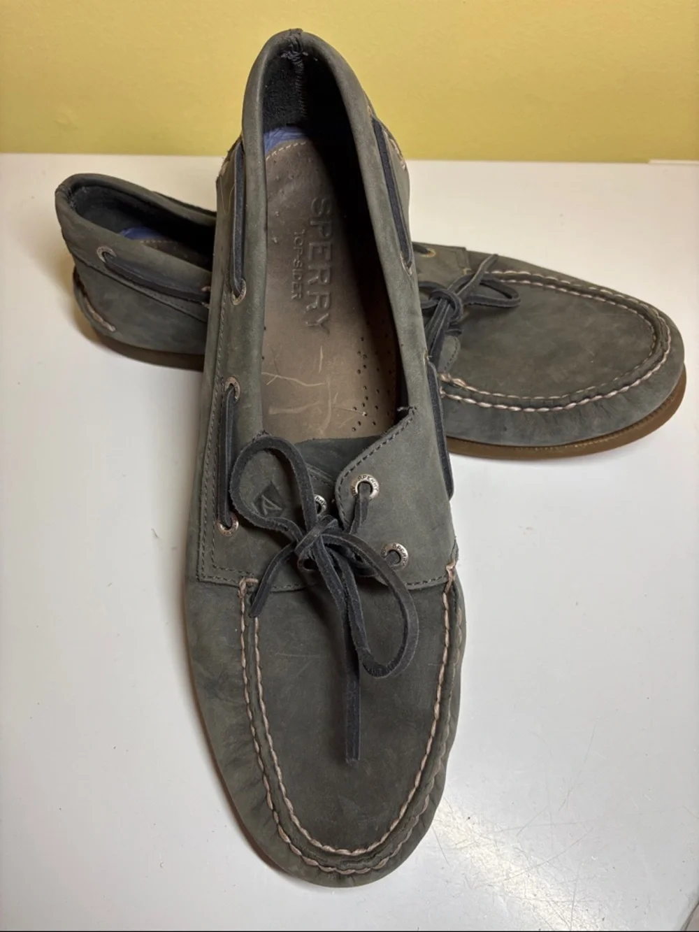 Sperry Topside Gray Leather Non-Marking Boat Shoe Size 12